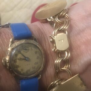Vintage 1960's Chopard 9 C real Gold Watch with Blue Strap